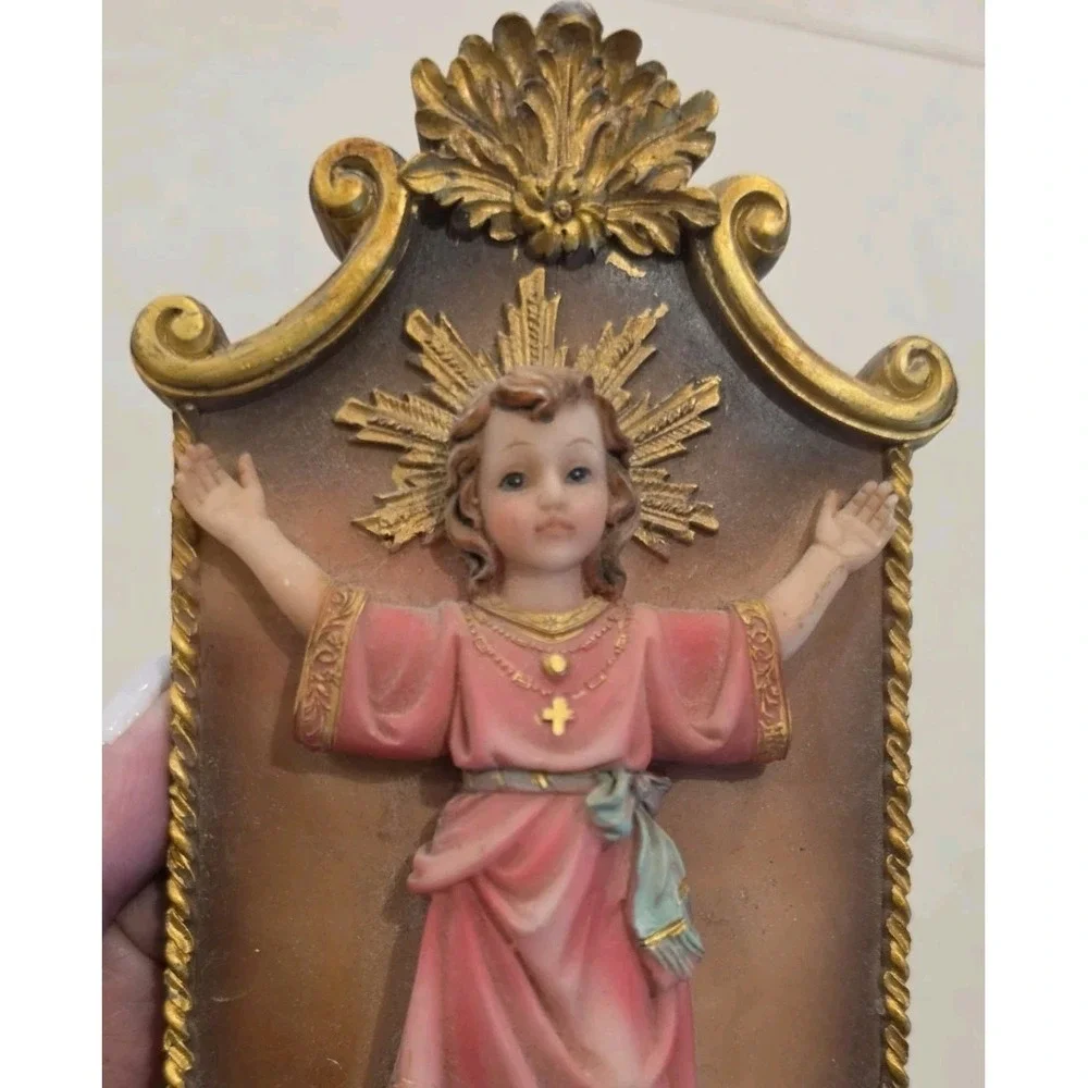 VTG Divino Nino Jesus Holy Water Font Wall Hanging Statue Grandmacore Kitsch